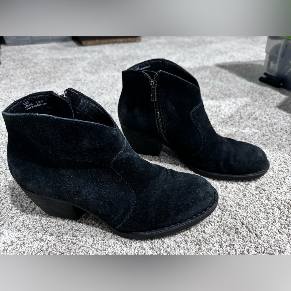 Born Black Leather Suede Ankle Booties